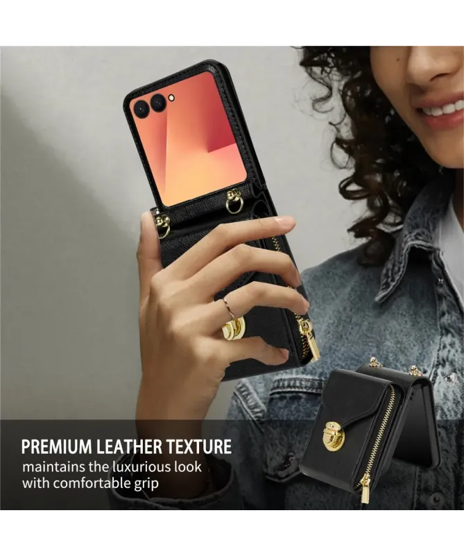 Coque Samsung Galaxy Z Flip 7 Portefeuille avec Fermeture Éclair | ROS