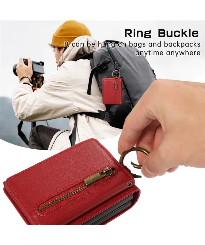 Coque Samsung Galaxy Z Flip 7 Portefeuille Zippé avec Support Anneau |