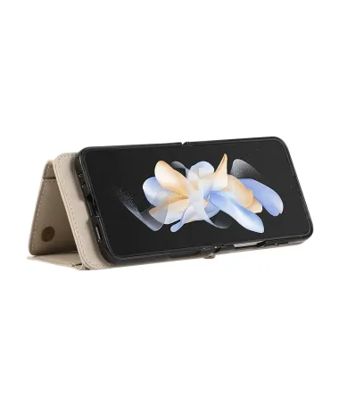 Coque Samsung Galaxy Z Flip 7 Portefeuille Zippé avec Support Anneau | RUBINA Beige Clair - photo 9