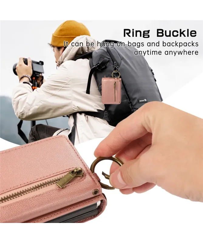 Coque Samsung Galaxy Z Flip 7 Portefeuille Zippé avec Support Anneau |