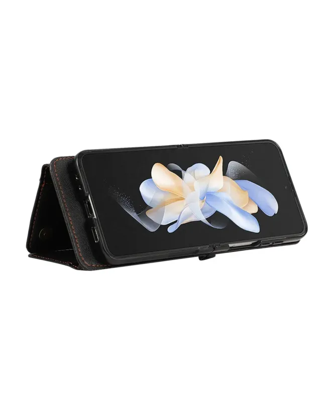 Coque Samsung Galaxy Z Flip 7 Portefeuille Zippé avec Support Anneau |