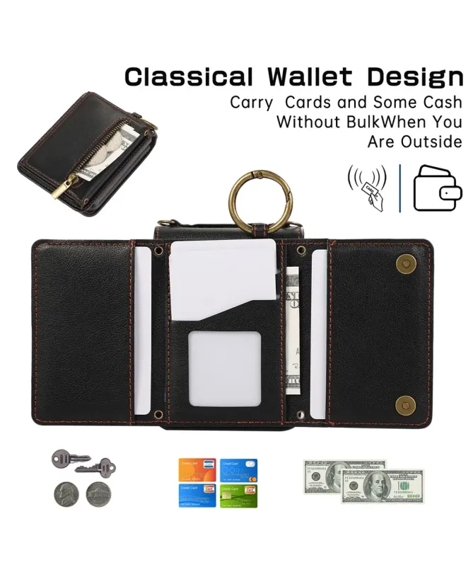 Coque Samsung Galaxy Z Flip 7 Portefeuille Zippé avec Support Anneau |