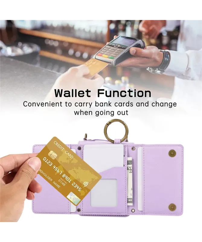 Coque Samsung Galaxy Z Flip 7 Portefeuille Zippé avec Support Anneau |