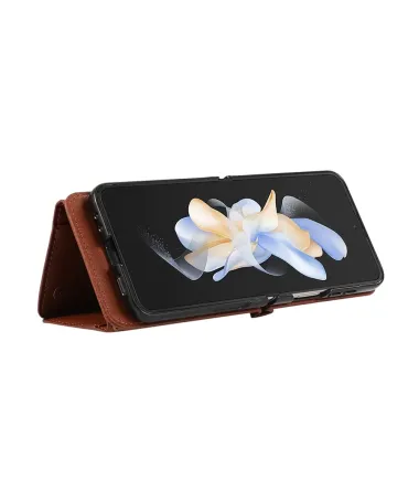 Coque Samsung Galaxy Z Flip 7 Portefeuille Zippé avec Support Anneau | RUBINA Marron - photo 37