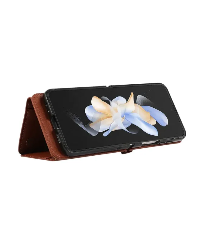 Coque Samsung Galaxy Z Flip 7 Portefeuille Zippé avec Support Anneau |