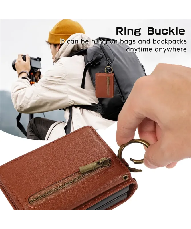 Coque Samsung Galaxy Z Flip 7 Portefeuille Zippé avec Support Anneau |