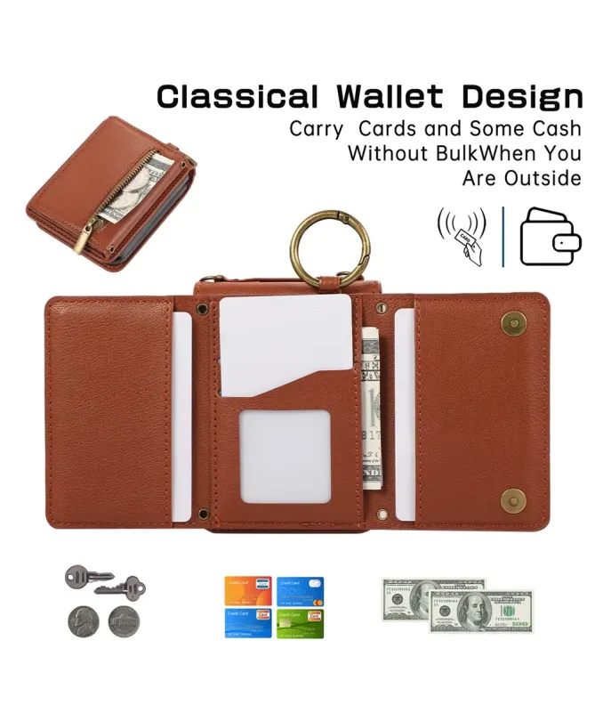 Coque Samsung Galaxy Z Flip 7 Portefeuille Zippé avec Support Anneau |