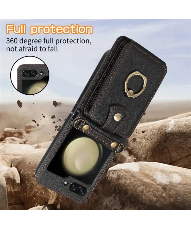 Coque Samsung Galaxy Z Flip 7 avec Porte-cartes et Anneau | VELARIS
