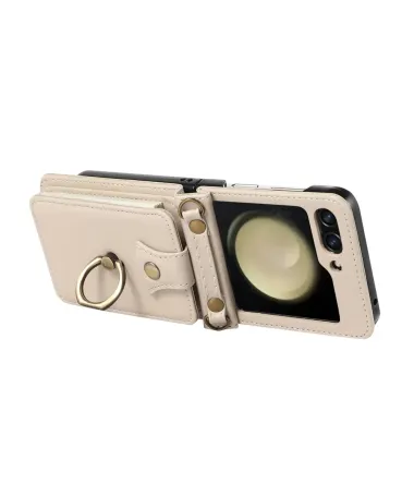Coque Samsung Galaxy Z Flip 7 avec Porte-cartes et Anneau | VELARIS Beige Clair - photo 32