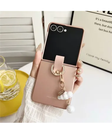 Coque Samsung Galaxy Z Flip 7 Ultra Fine avec Pendentif Perlé | PEARLY Or Rose - photo 8