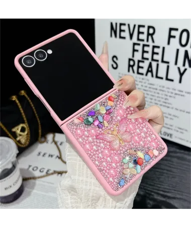 Coque Samsung Galaxy Z Flip 7 avec Strass Papillon | GLINT Rose - photo 5