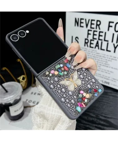 Coque Samsung Galaxy Z Flip 7 avec Strass Papillon | GLINT Gris Foncé - photo 17