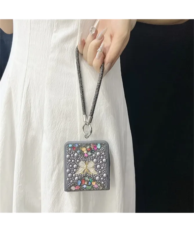 Coque Samsung Galaxy Z Flip 7 avec Strass Papillon et Dragonne | GLINT