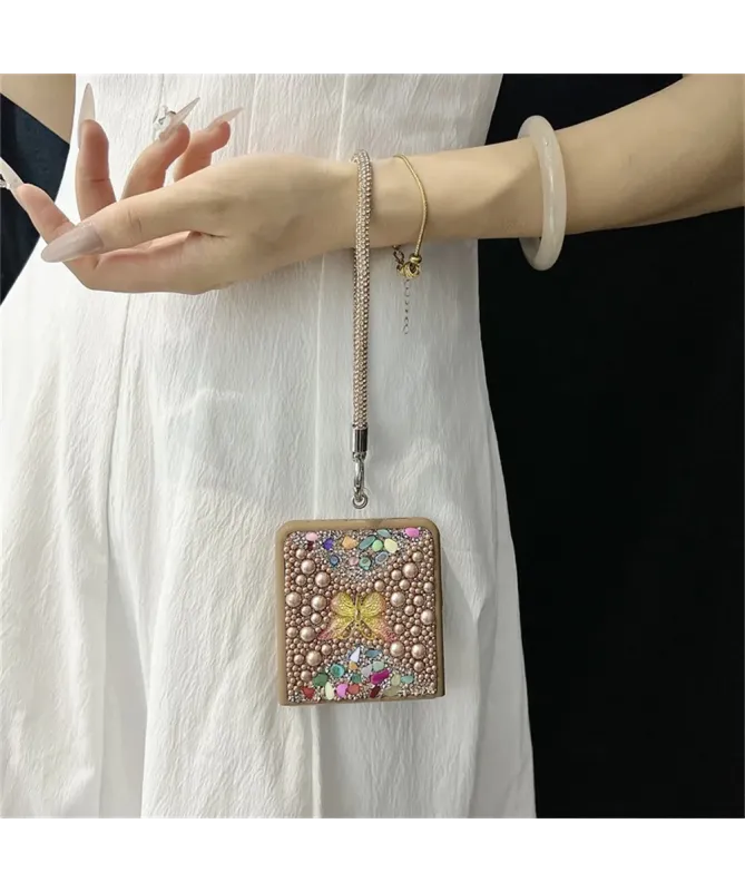 Coque Samsung Galaxy Z Flip 7 avec Strass Papillon et Dragonne | GLINT