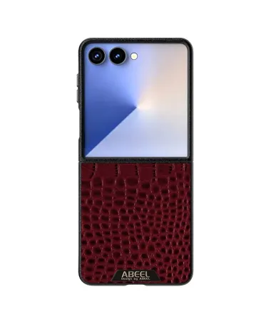 Coque Samsung Galaxy Z Flip 7 Colette Cuir Effet Croco Rouge foncé - photo 5