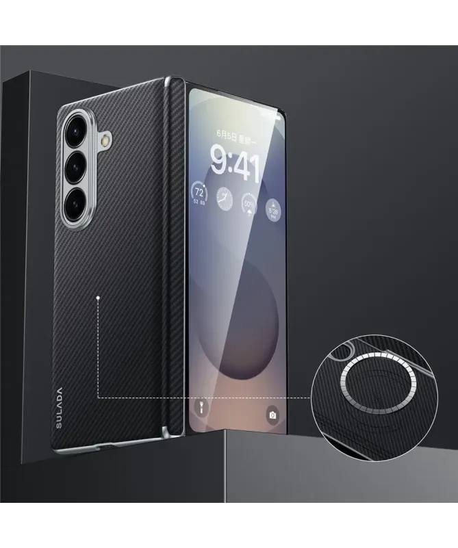 Coque magnétique texture carbone Samsung Galaxy Z Fold 7