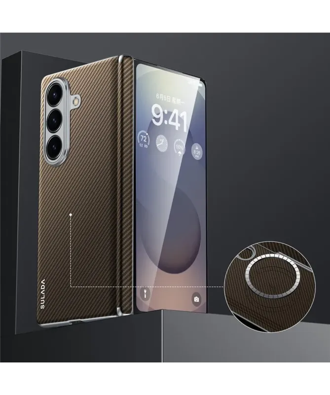Coque magnétique texture carbone Samsung Galaxy Z Fold 7