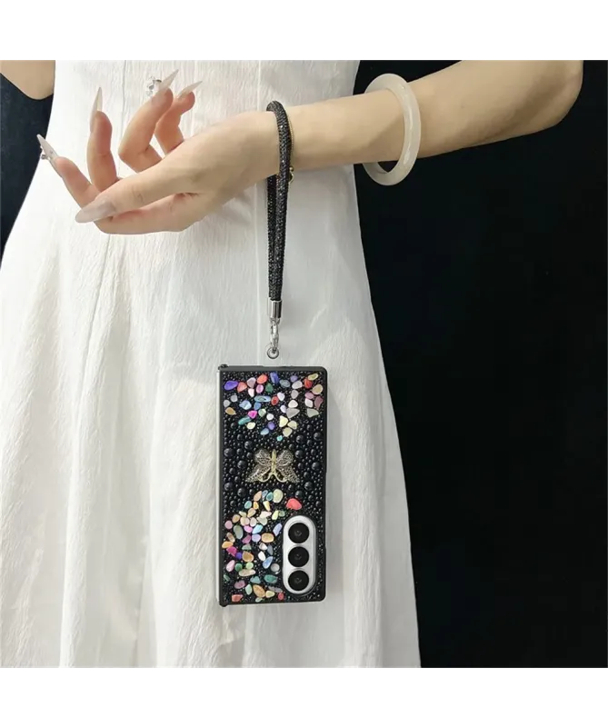 Coque Samsung Galaxy Z Fold 7 avec Strass Papillon et Dragonne | GLINT