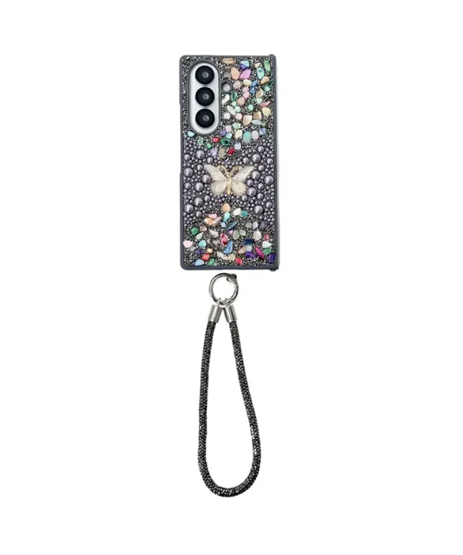 Coque Samsung Galaxy Z Fold 7 avec Strass Papillon et Dragonne | GLINT