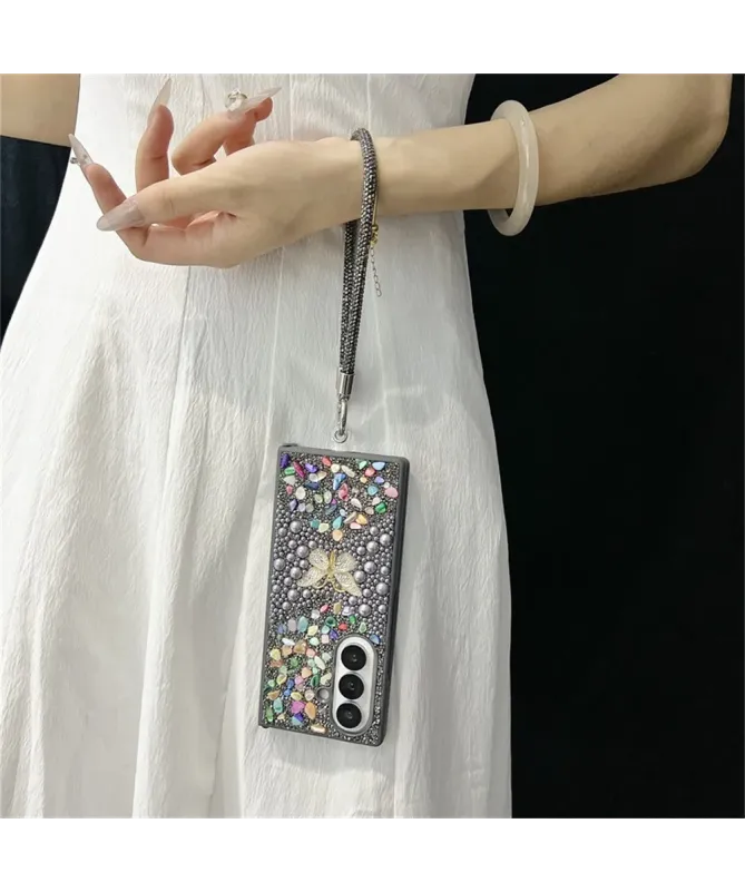 Coque Samsung Galaxy Z Fold 7 avec Strass Papillon et Dragonne | GLINT