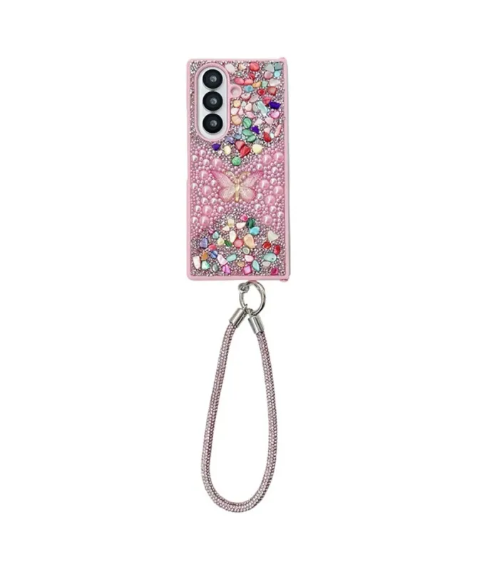 Coque Samsung Galaxy Z Fold 7 avec Strass Papillon et Dragonne | GLINT