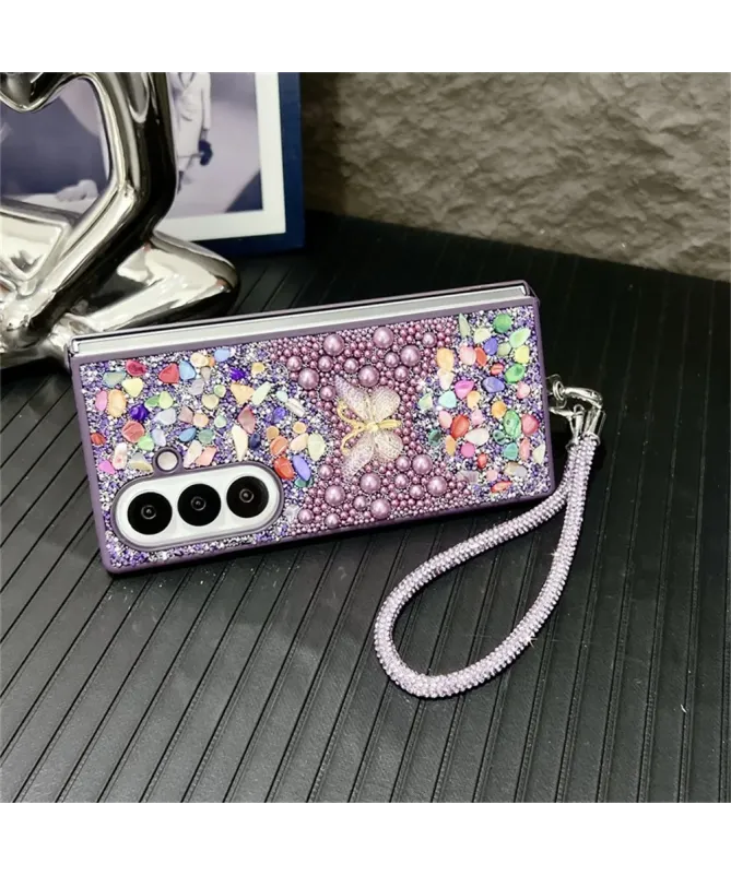 Coque Samsung Galaxy Z Fold 7 avec Strass Papillon et Dragonne | GLINT