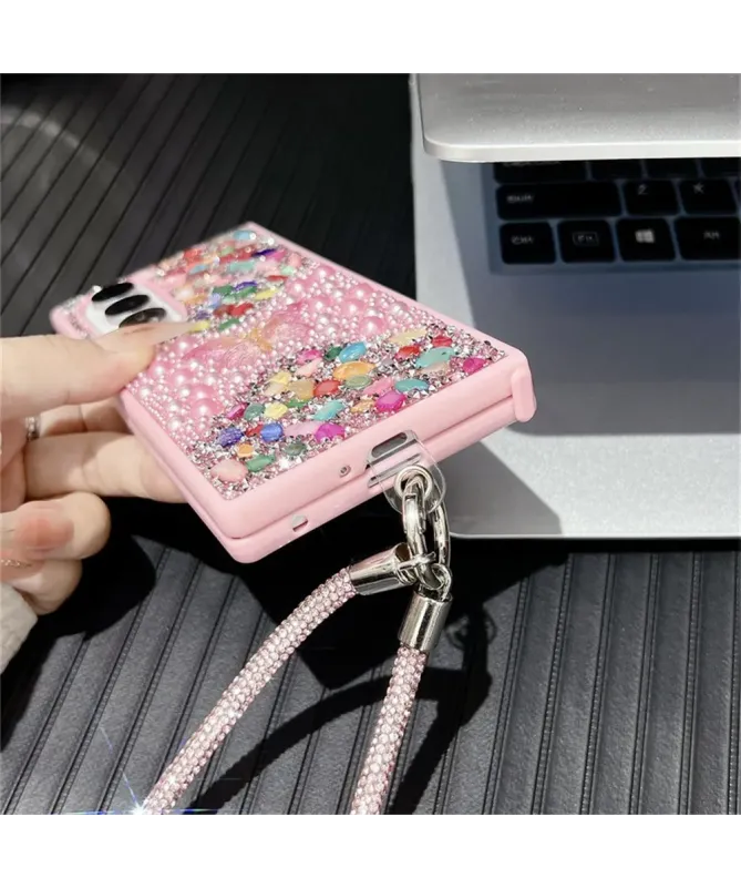 Coque Samsung Galaxy Z Fold 7 avec Strass Papillon et Dragonne | GLINT