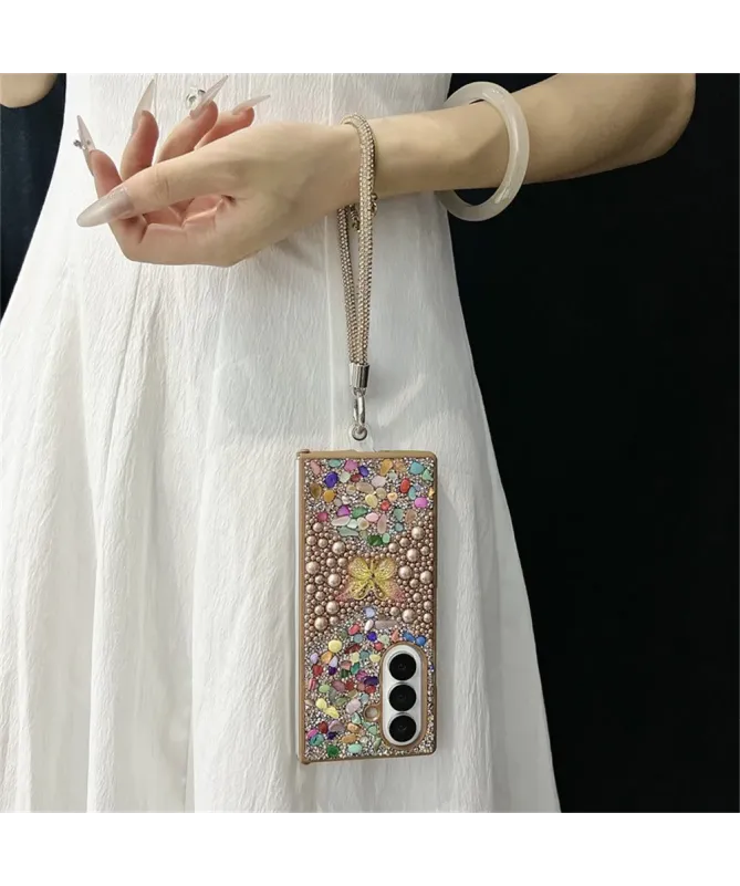 Coque Samsung Galaxy Z Fold 7 avec Strass Papillon et Dragonne | GLINT