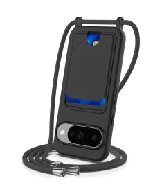 Coque Google Pixel 10 Silicone Liquide à Cordon et Porte-carte