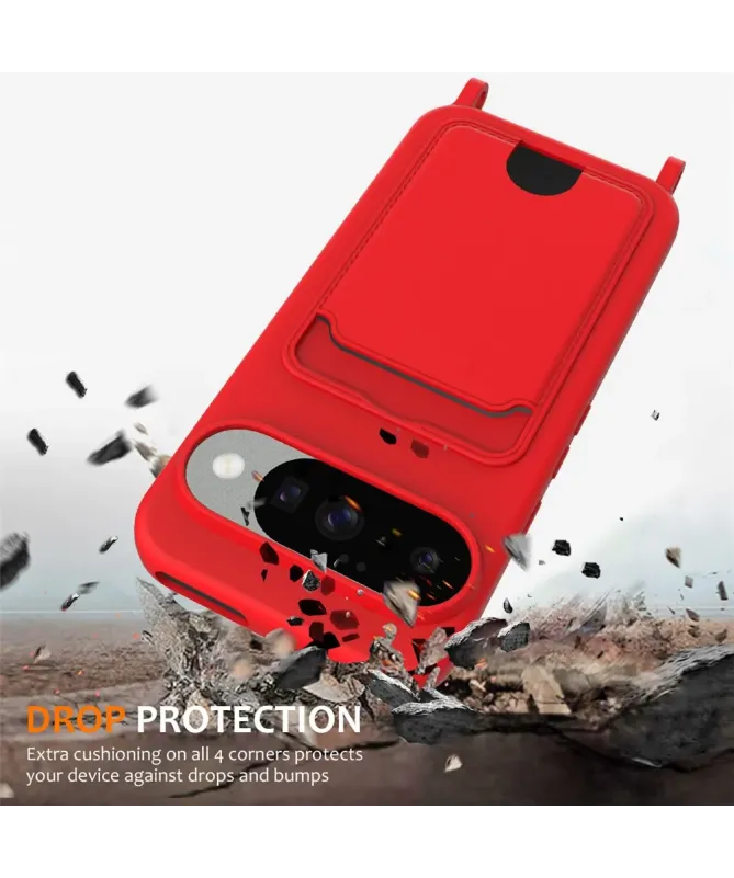 Coque Google Pixel 10 Silicone Liquide à Cordon et Porte-carte