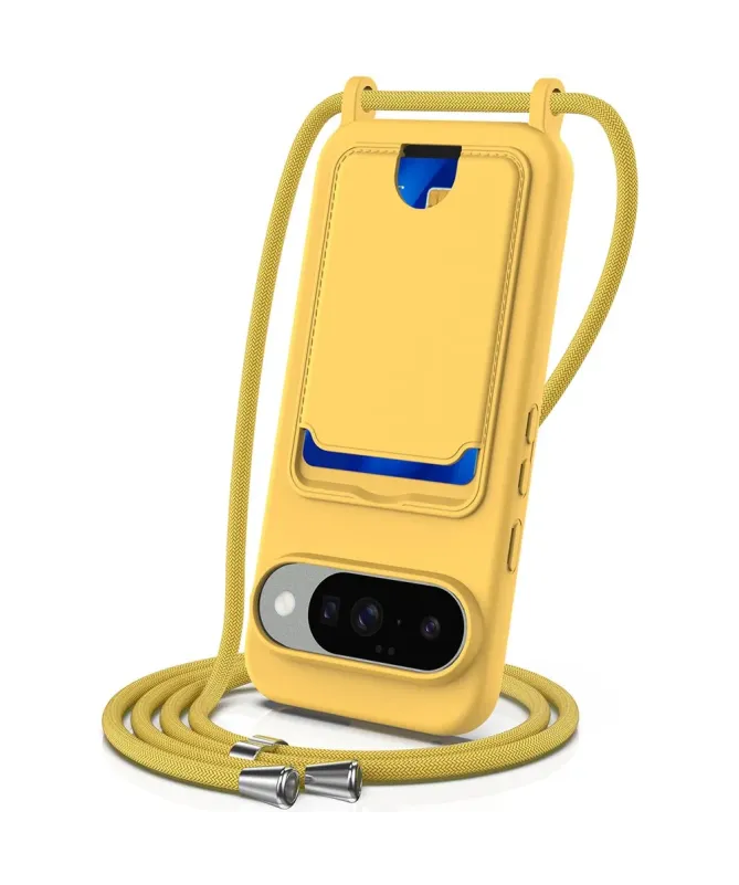 Coque Google Pixel 10 Silicone Liquide à Cordon et Porte-carte