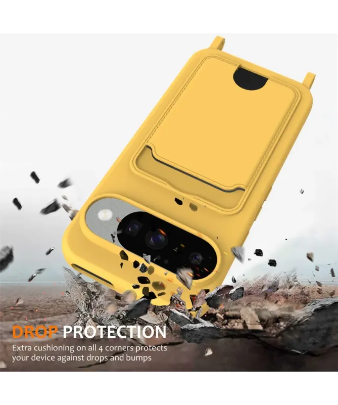 Coque Google Pixel 10 Silicone Liquide à Cordon et Porte-carte