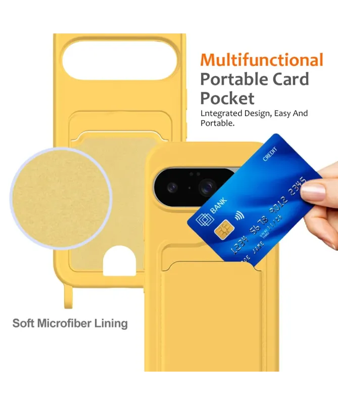 Coque Google Pixel 10 Silicone Liquide à Cordon et Porte-carte