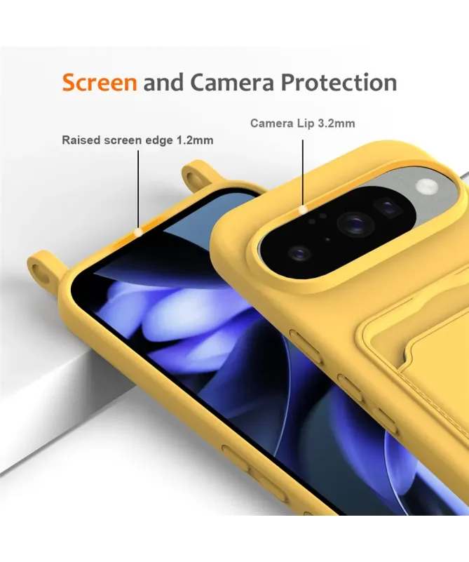 Coque Google Pixel 10 Silicone Liquide à Cordon et Porte-carte