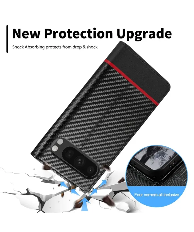 Flip cover Google Pixel 10 / 10 Pro fibre de carbone Horizontal Stripe