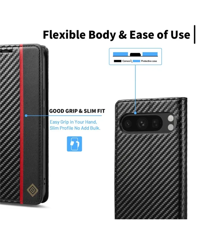 Flip cover Google Pixel 10 / 10 Pro fibre de carbone Vertical Stripe - photo 4