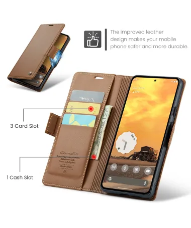 Housse Google Pixel 10 / 10 Pro Portefeuille Anti‑RFID | 023 Marron Clair - photo 2