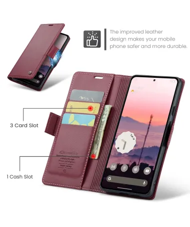 Housse Google Pixel 10 / 10 Pro Portefeuille Anti‑RFID | 023 Rouge foncé - photo 23