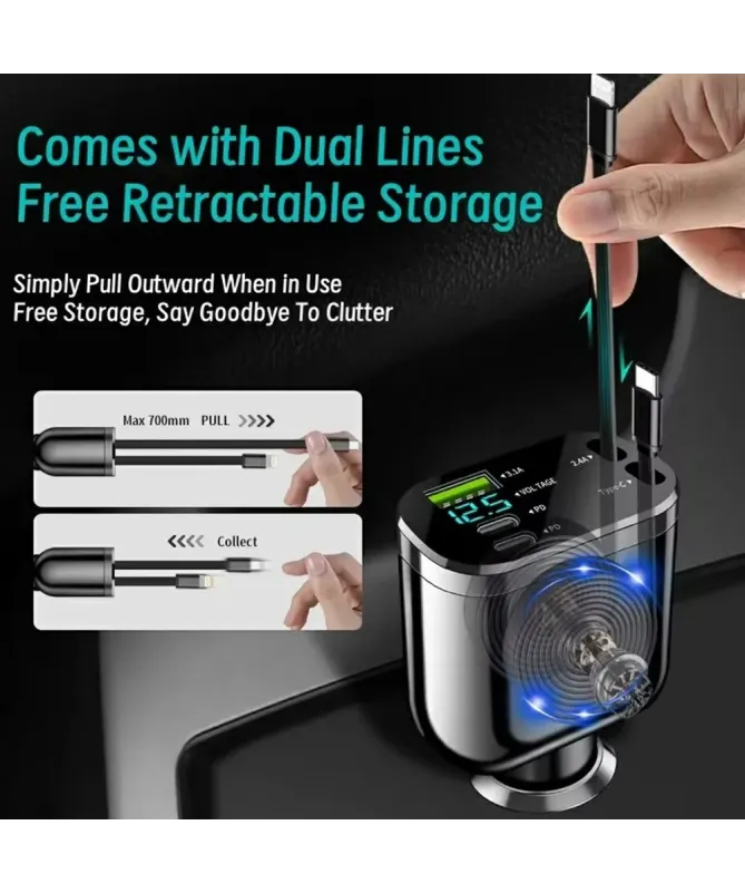 Chargeur Voiture 5 Ports USB & Type‑C 75 W Charge Rapide | M4