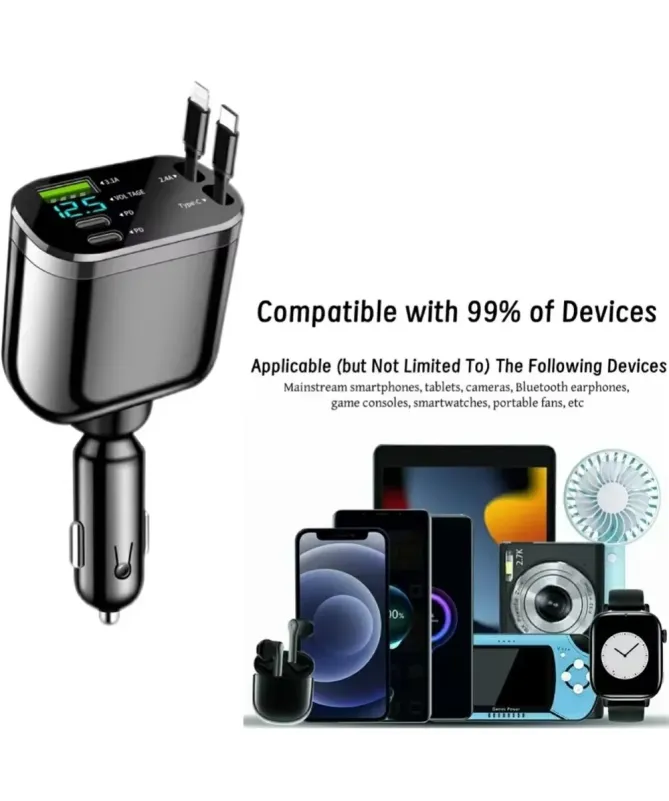 Chargeur Voiture 5 Ports USB & Type‑C 75 W Charge Rapide | M4