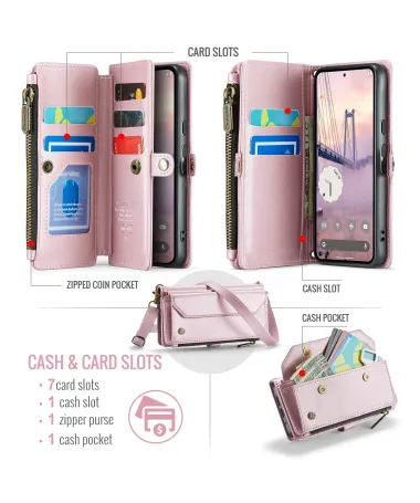 Housse Google Pixel 10 / 10 Pro Multi-compartiments C36 Or Rose - photo 23