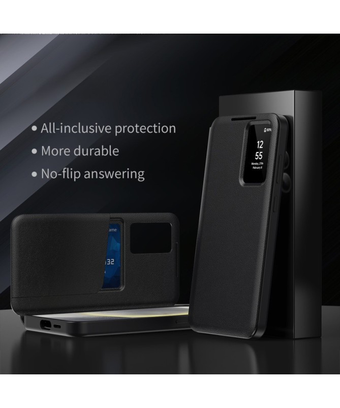 Housse Samsung Galaxy A56 5G avec fenêtre intelligente et porte-cartes