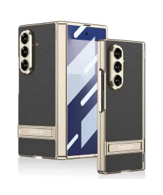 Coque Samsung Galaxy Z Fold 7 Effet Cuir | Avec Support & Verre Trempé