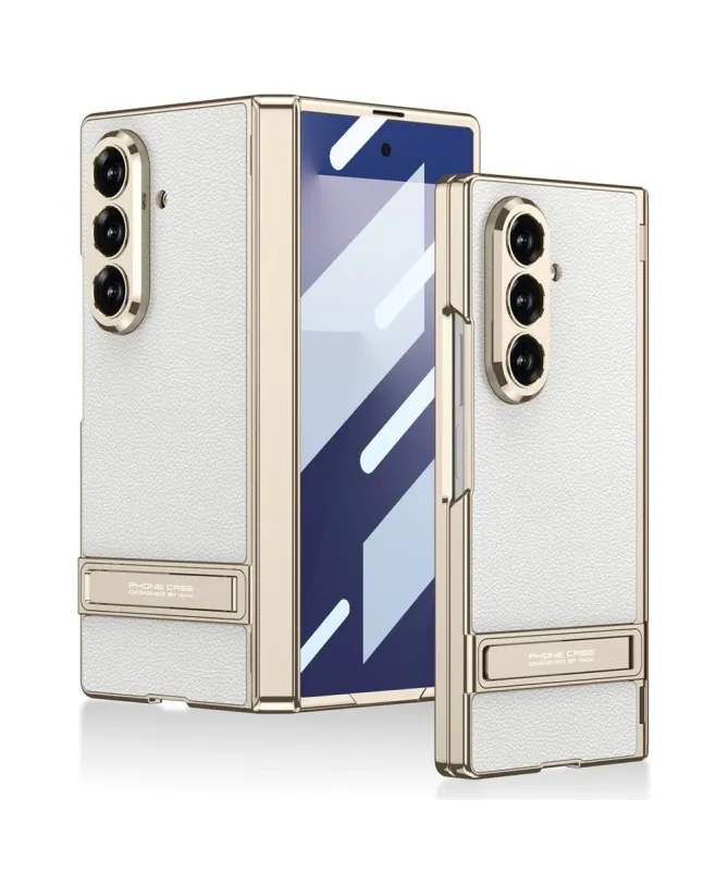 Coque Samsung Galaxy Z Fold 7 Effet Cuir | Avec Support & Verre Trempé