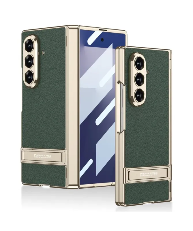 Coque Samsung Galaxy Z Fold 7 Effet Cuir | Avec Support & Verre Trempé