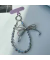 Charm de Téléphone Perles Irisées et Nœud Cristal | LUMINA