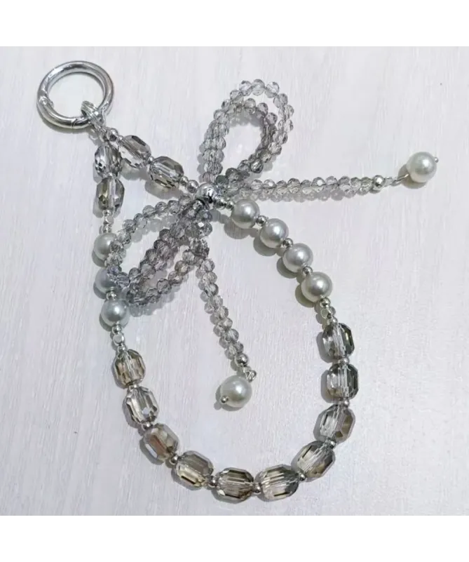 Charm de Téléphone Perles et Nœud Cristal Fumé | SMOKY