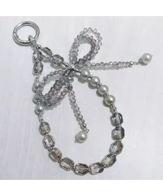Charm de Téléphone Perles et Nœud Cristal Fumé | SMOKY