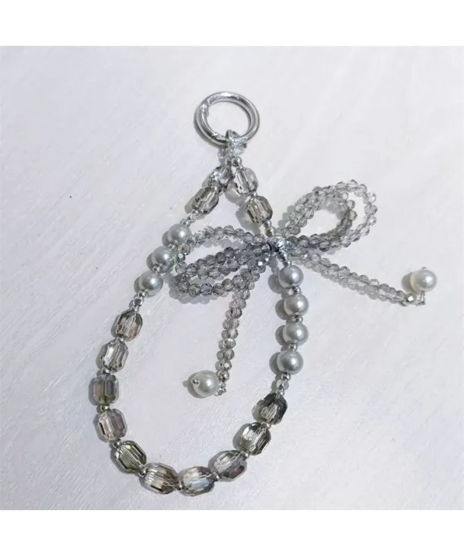 Charm de Téléphone Perles et Nœud Cristal Fumé | SMOKY
