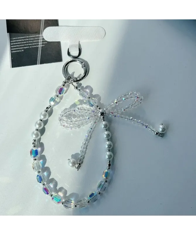Charm de Téléphone Perles et Nœud Cristal | GLACIA